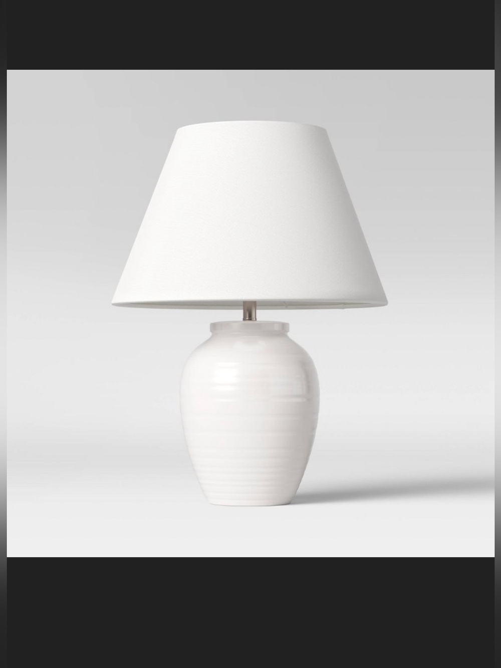Threshold White Ceramic Urn Table Lamp with White Shade (2)
